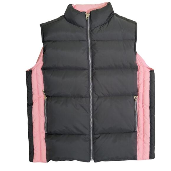 Outdoor Exchange Down Insulated Quilted Vest Wmn's Sz M Gray Pink Nylon Full Zip - Picture 1 of 12